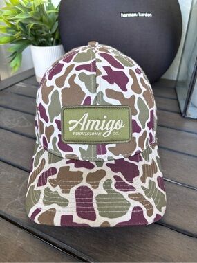 Amigo Provisions Co. Trucker Hat - Olive/Brown/Burgundy Camo